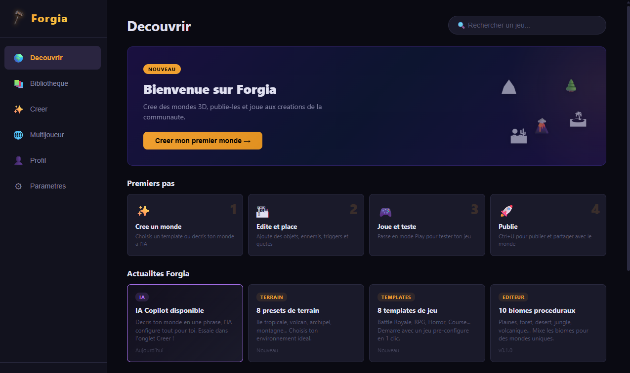 Forgia Launcher — page Decouvrir